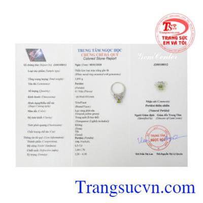 Nhẫn nữ bạc Peridot lộng lẫy