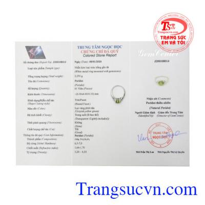 Nhẫn nữ bạc Peridot thanh tú