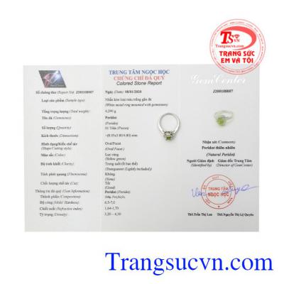 Nhẫn nữ bạc Peridot thiên nhiên