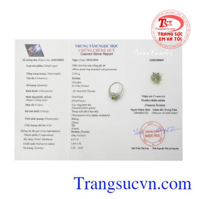 Nhẫn nữ bạc Peridot thịnh vượng