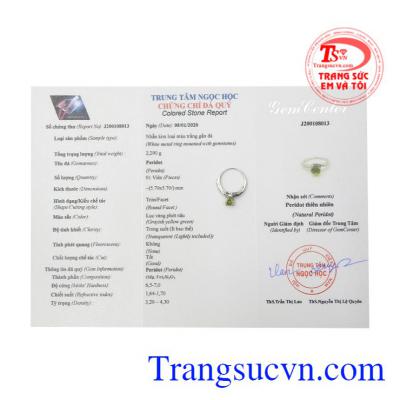 Nhẫn nữ bạc Peridot
