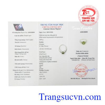 Nhẫn nữ bạc Peridot tinh tế