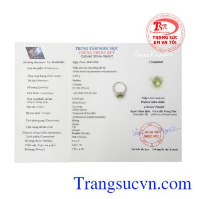 Nhẫn nữ bạc Peridot trang nhã