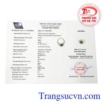 Sản phẩm có giấy kiểm định đá quý.