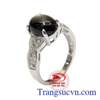 Nhẫn nữ bạc Sapphire sao được chế tác tinh xảo từ đá Sapphire sao thiên nhiên,Nhẫn nữ bạc Sapphire sao