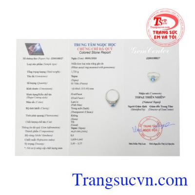 Nhẫn nữ bạc Topaz duyên dáng