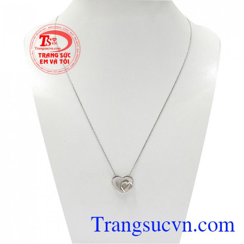 Bộ dây vàng trắng trái tim lồng nhau