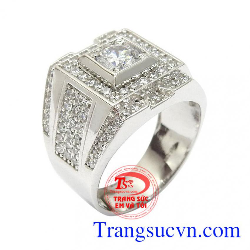 Nhẫn nam vàng trắng thịnh vượng