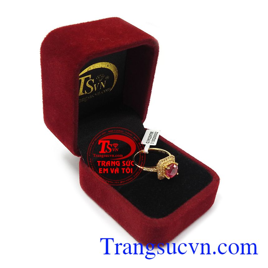 Sản phẩm gắn đá ruby cao cấp có giấy kiểm định đảm bảo chất lượng Nhẫn nữ vàng ruby may mắn