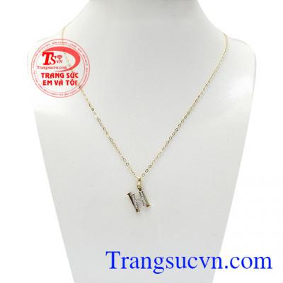 Bộ dây chuyền nữ vàng chữ H được nhập khẩu từ Hàn Quốc bằng chất liệu vàng 10k,Bộ dây chuyền nữ vàng chữ H