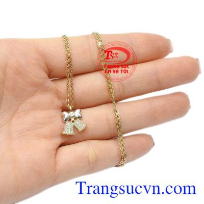 Bộ dây chuyền quả chuông may mắn vàng 10k Korea.