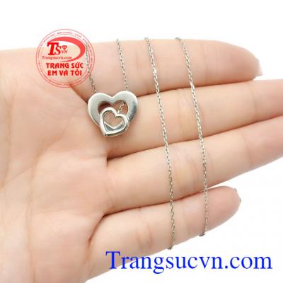 Thiết kế trẻ trung, tinh tế là món quà vô cùng ý nghĩa cho các bạn nam để dành tặng một nửa yêu thương của mình,Bộ dây vàng trắng trái tim lồng nhau