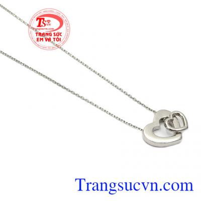Thương hiệu trang sức Em và Tôi nhiều năm uy tín, chất lượng, bảo hành 6 tháng,Bộ dây vàng trắng trái tim lồng nhau