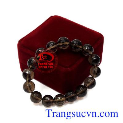 Chuỗi tay thạch anh khói 12 ly bình an thiên nhiên.