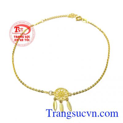 Lắc chân vàng Dreamcatcher với thiết kế tinh tế từ vàng 10k sáng, bền màu dành cho những cô gái "mộng mơ",Lắc chân vàng Dreamcatcher