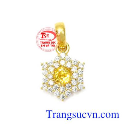 Mặt dây Sapphire hoa vàng