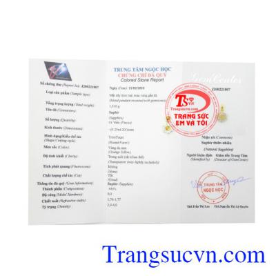 Mặt dây Sapphire hoa vàng