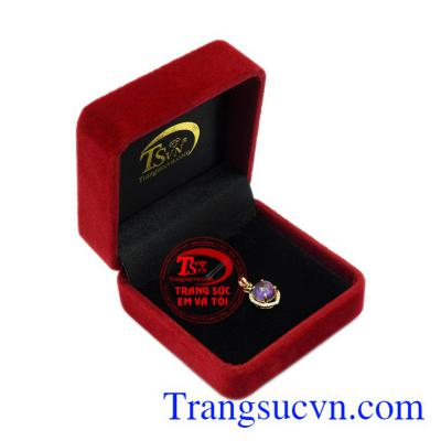 Mặt dây thạch anh tím tinh tế vàng 14k trẻ trung.