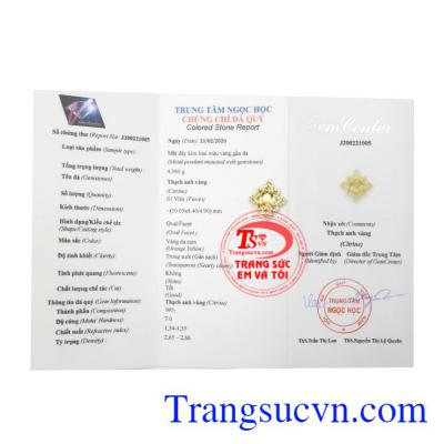 Mặt dây thạch anh vàng độc đáo vàng 14k