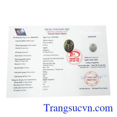Mặt saphir Đức mẹ đẹp có giấy kiểm định đá quý, giao hàng toàn quốc.