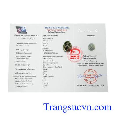 Mặt đá thích hợp bọc vàng hoặc bạc để đảm bảo độ bền đẹp. Mặt saphir Đức mẹ Maria nhân từ