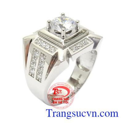 Nhẫn nam vàng trắng danh vọng vàng 10k nhập khẩu Korea kiểu dáng đẹp, chất lượng vàng đảm bảo