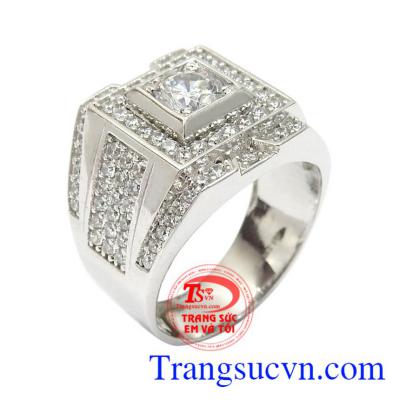 Nhẫn nam vàng trắng thịnh vượng vàng 10k nhập khẩu nguyên chiếc Korea thiết kế đẹp, chất lượng vàng đảm bảo