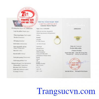 Nhẫn nữ vàng Peridot may mắn