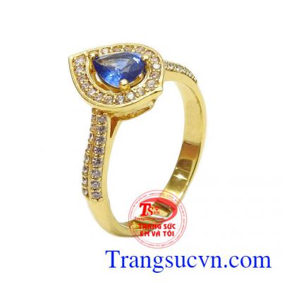 Nhẫn nữ vàng Sapphire giọt nước