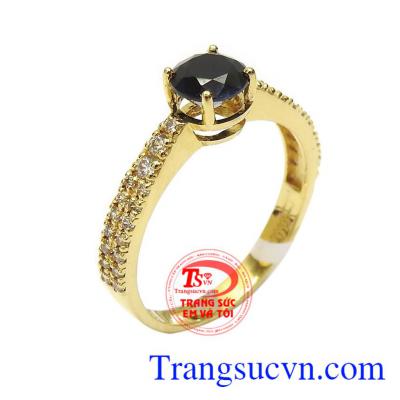 Nhẫn nữ vàng sapphire tài lộc chế tác bằng vàng 14k gắn đá thiên nhiên màu sắc đẹp, chất lượng đá đảm bảo