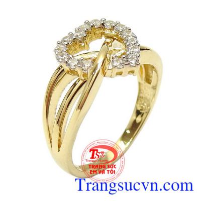 Nhẫn nữ vàng tình yêu viên mãn 10k nhập khẩu Korea thiết kế tinh tế, độc đáo