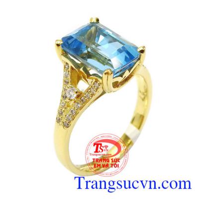 Nhẫn nữ vàng topaz sang trọng vàng 14k gắn đá topaz thiên nhiên có giấy kiểm định đảm bảo chất lượng