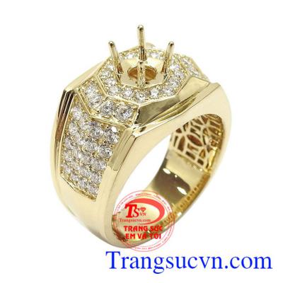 Ổ nhẫn nam kim cương đẳng cấp vàng 18k gắn 64 viên kim cương cao cấp tạo nên sự đẳng cấp cho sản phẩm