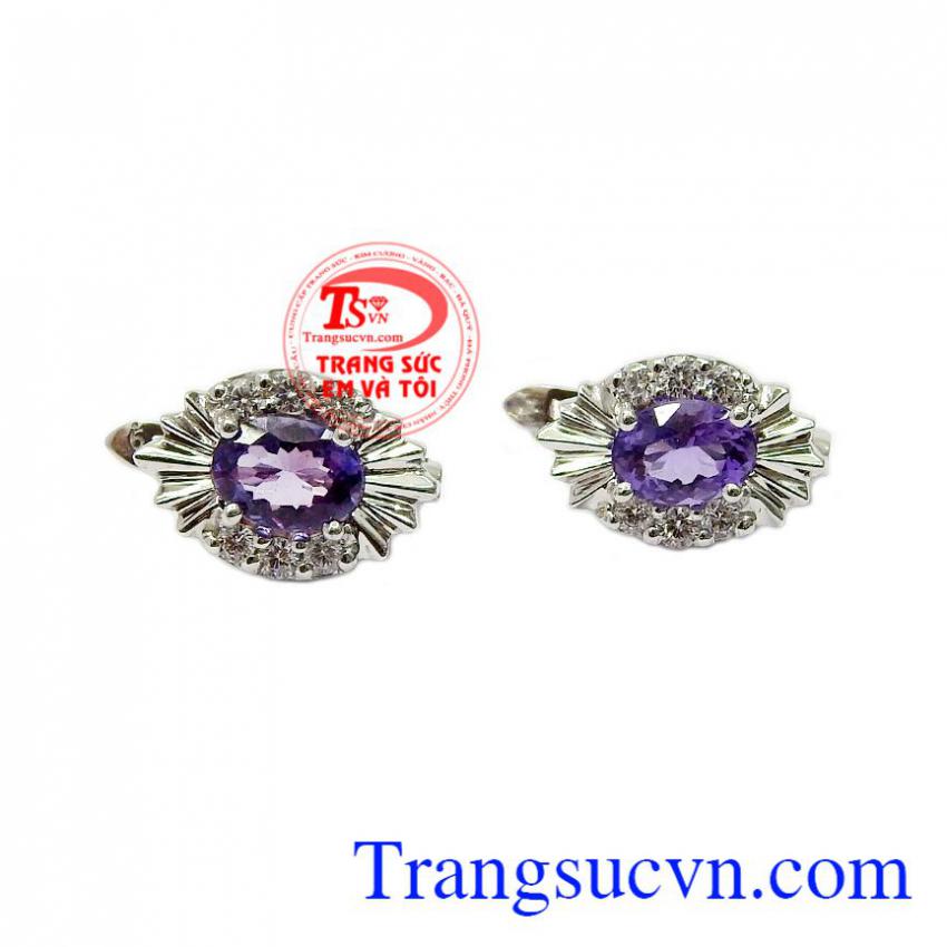 Hoa tai thạch anh tím thời trang