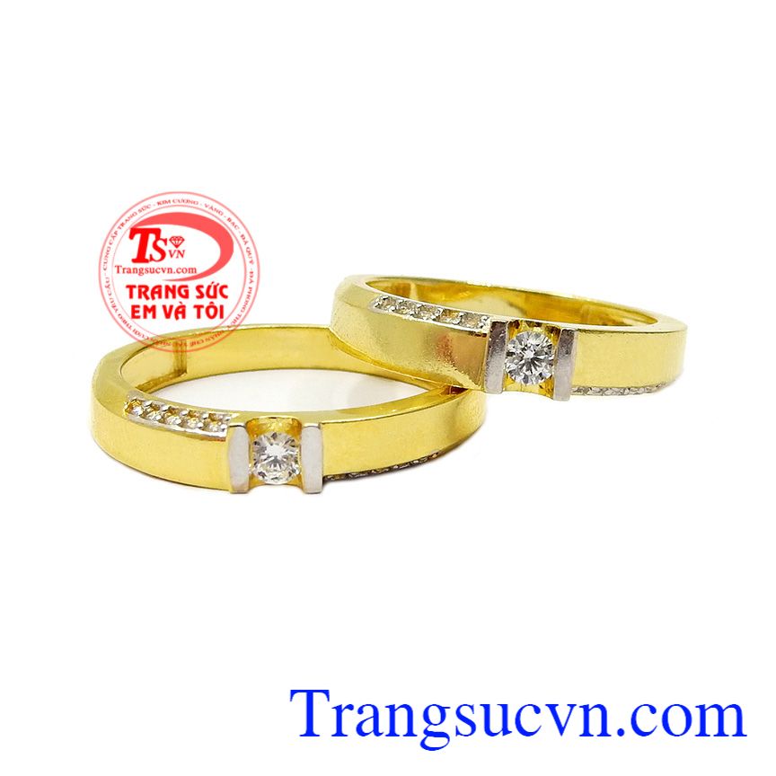 Nhẫn cưới vàng trang nhã được nhập khẩu từ Hàn Quốc vàng 10k chất lượng, màu sắc bền đẹp,Nhẫn cưới vàng trang nhã