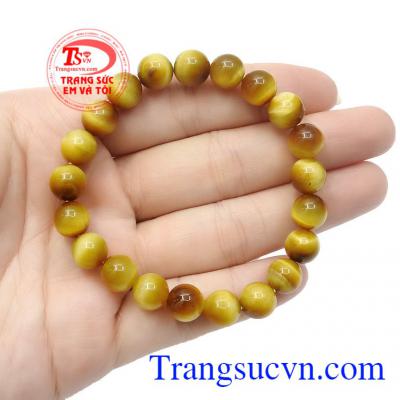 Màu vàng tươi tượng trưng cho hành Thổ nên chiếc vòng đá mắt hổ vàng tươi sẽ hợp với những người mệnh Thổ và mệnh Kim,Chuỗi tay đá mắt hổ 8 ly