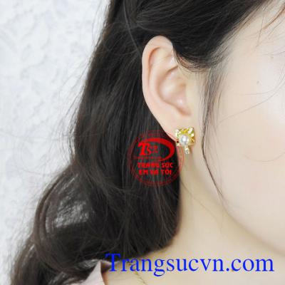 Hoa tai ngọc trai thanh thoát 14k