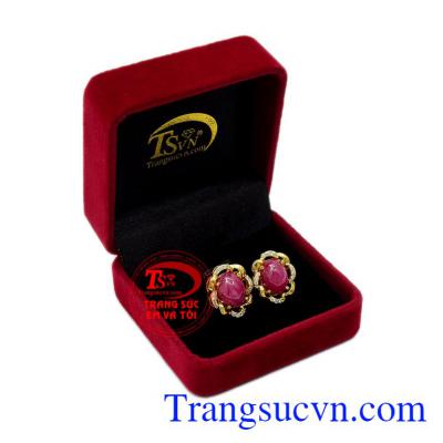 Hoa tai Ruby sao tinh tế 18k