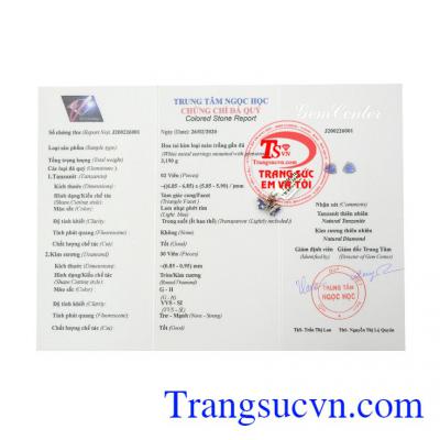 Hoa tai Tanzanite vàng trắng