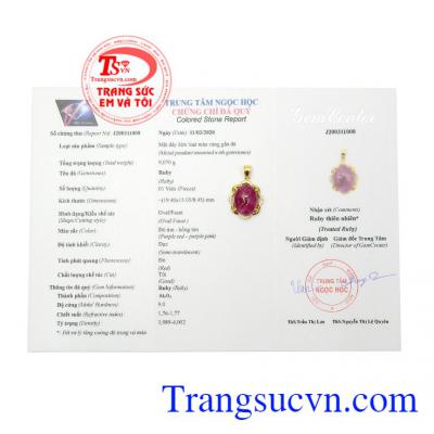 Mặt dây chuyền Ruby tỏa sáng