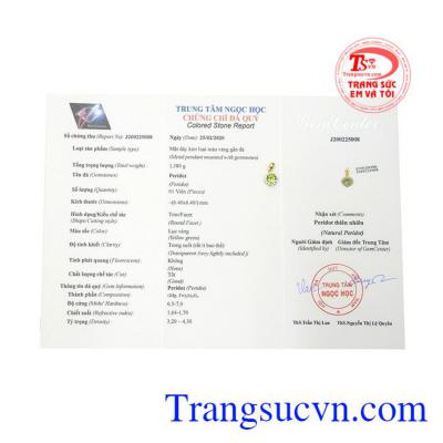 Mặt dây peridot tinh tế được bảo hành uy tín, giao hàng toàn quốc. 