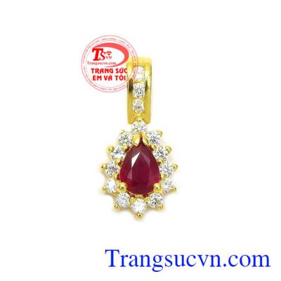 Mặt dây ruby thịnh vượng bọc vàng 14k bền đẹp, chất lượng, có giấy kiểm định đảm bảo