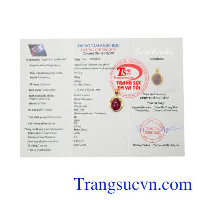 Mặt dây Ruby vòng xoáy ký ức 14k