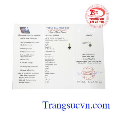 Đá saphir mang tác dụng hỗ trợ điều trị bệnh, cải thiện tinh thần, đem lại nguồn hứng khởi. Mặt dây saphir dễ thương