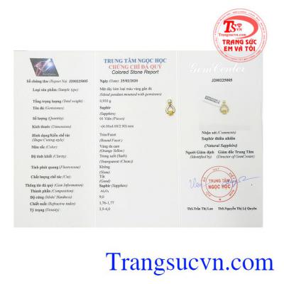 Mặt dây saphir vàng độc đáo được bảo hành uy tín, giao hàng toàn quốc.