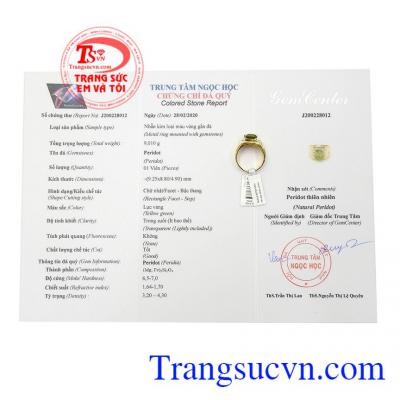 Nhẫn nam mệnh hỏa Peridot