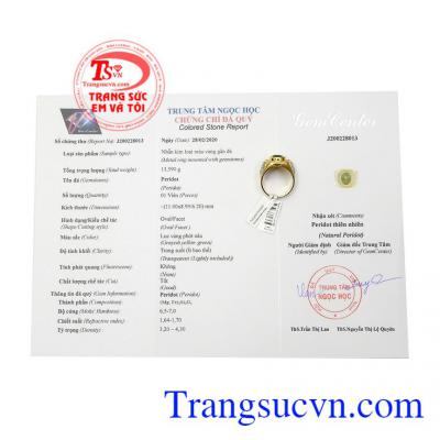 Nhẫn nam peridot tỳ hưu