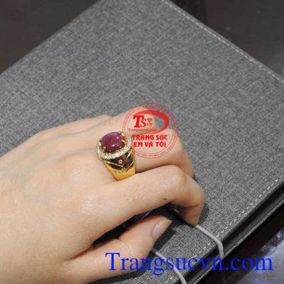 Nhẫn nam Ruby sao sung túc thịnh vượng, phát tài phát lộc.