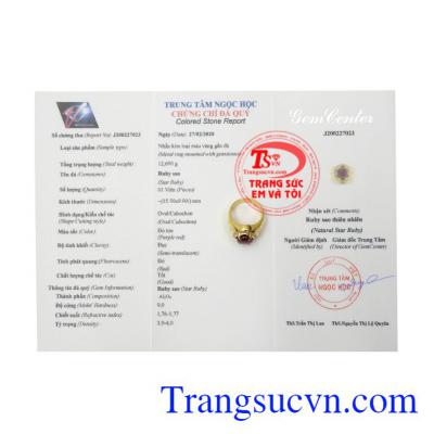 Nhẫn nam Ruby sao sung túc