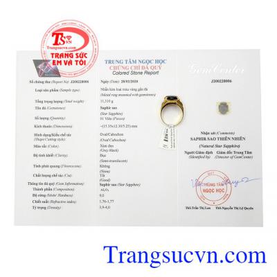 Nhẫn nam sapphire sao 6 cánh